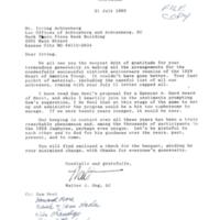 Walter J. Ong, S.J. Letter to Irving Achtenberg (File Copy)